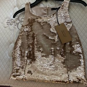 🌸NWT Zara Light Gold Sequin Racerback Top🌸